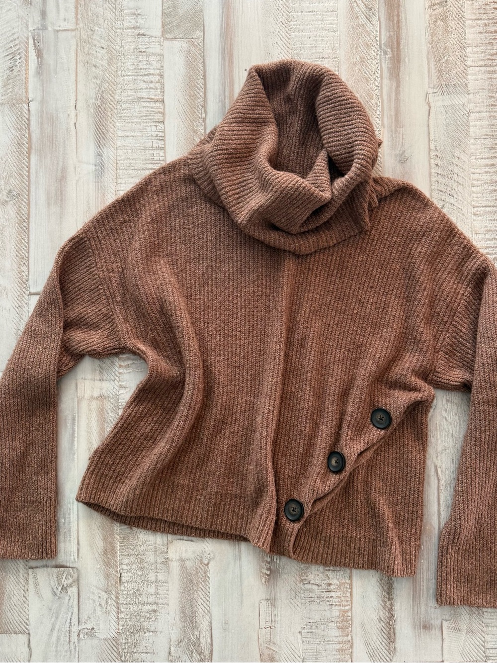 Jessica Simpson Brown Cowl Neck Sweater with Side Buttons